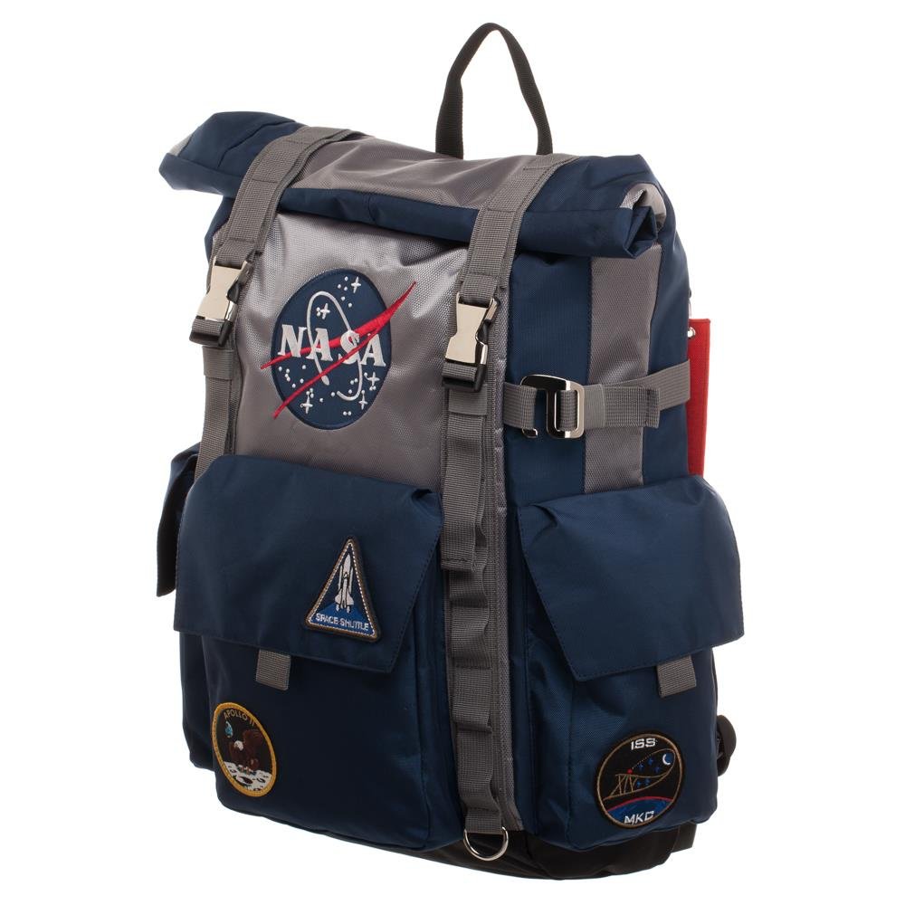 Amazon.co.jp: NASA Roll-Top Backpack - Blue and Grey